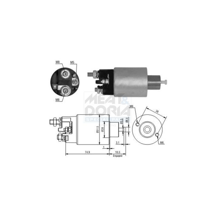 Solenoidinis jungiklis, starteris MEAT & DORIA 46099