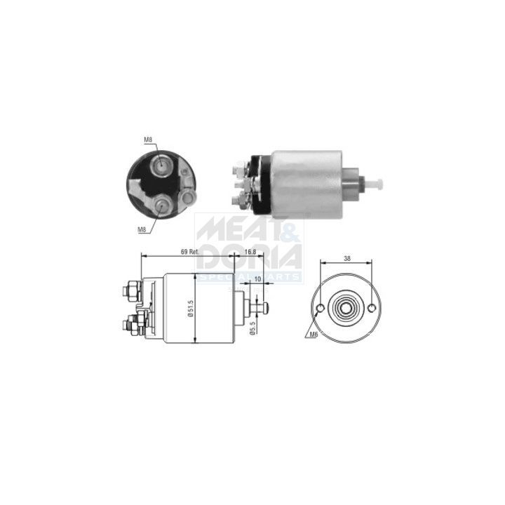 Solenoidinis jungiklis, starteris MEAT & DORIA 46104