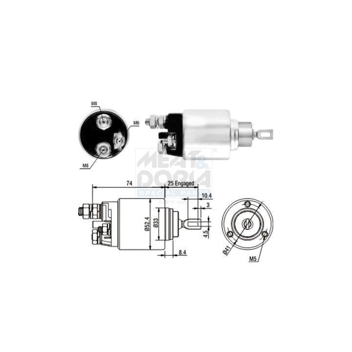 Solenoidinis jungiklis, starteris MEAT & DORIA 46129