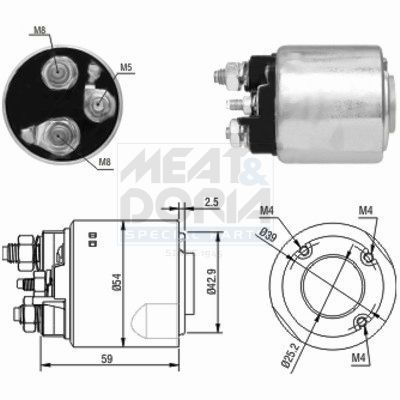 Solenoidinis jungiklis, starteris MEAT & DORIA 46148