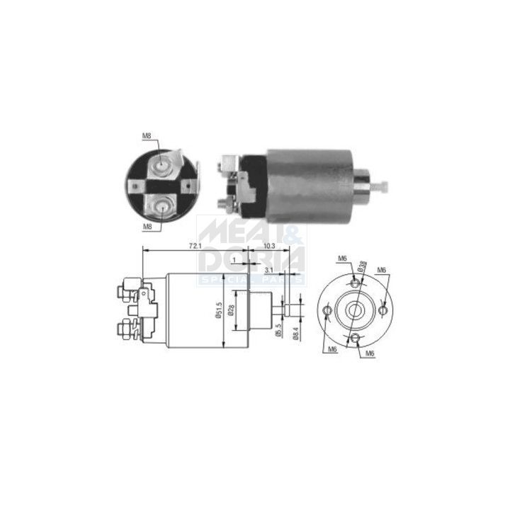 Solenoidinis jungiklis, starteris MEAT & DORIA 46162