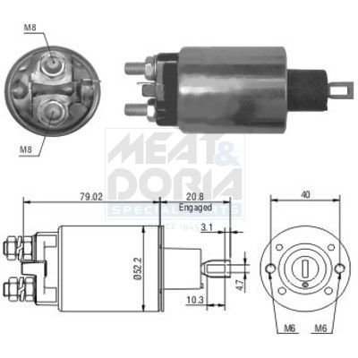 Solenoidinis jungiklis, starteris MEAT & DORIA 46165
