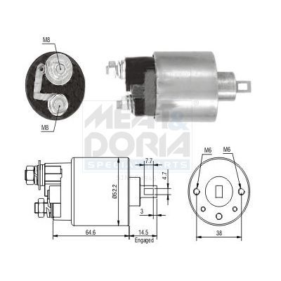 Solenoidinis jungiklis, starteris MEAT & DORIA 46235