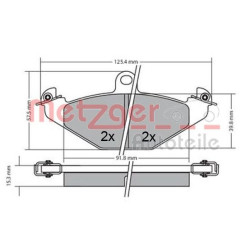 Stabdžių trinkelių rinkinys, diskinis stabdys METZGER 1170362