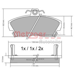 Stabdžių trinkelių rinkinys, diskinis stabdys METZGER 1170372