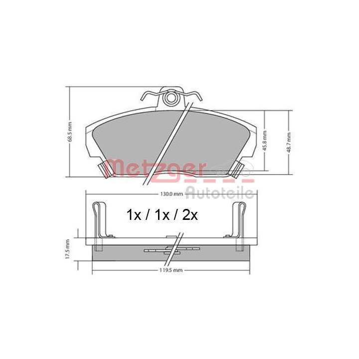 Stabdžių trinkelių rinkinys, diskinis stabdys METZGER 1170372