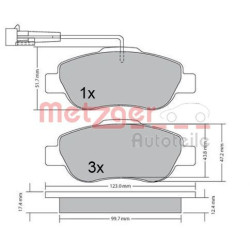 Stabdžių trinkelių rinkinys, diskinis stabdys METZGER 1170382