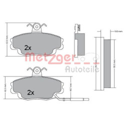 Stabdžių trinkelių rinkinys, diskinis stabdys METZGER 1170427