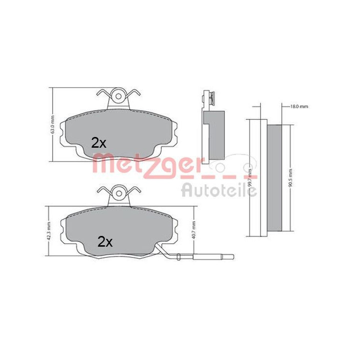 Stabdžių trinkelių rinkinys, diskinis stabdys METZGER 1170427