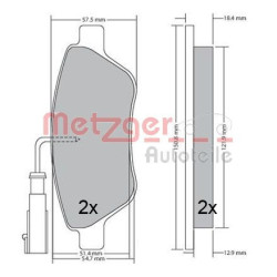 Stabdžių trinkelių rinkinys, diskinis stabdys METZGER 1170615