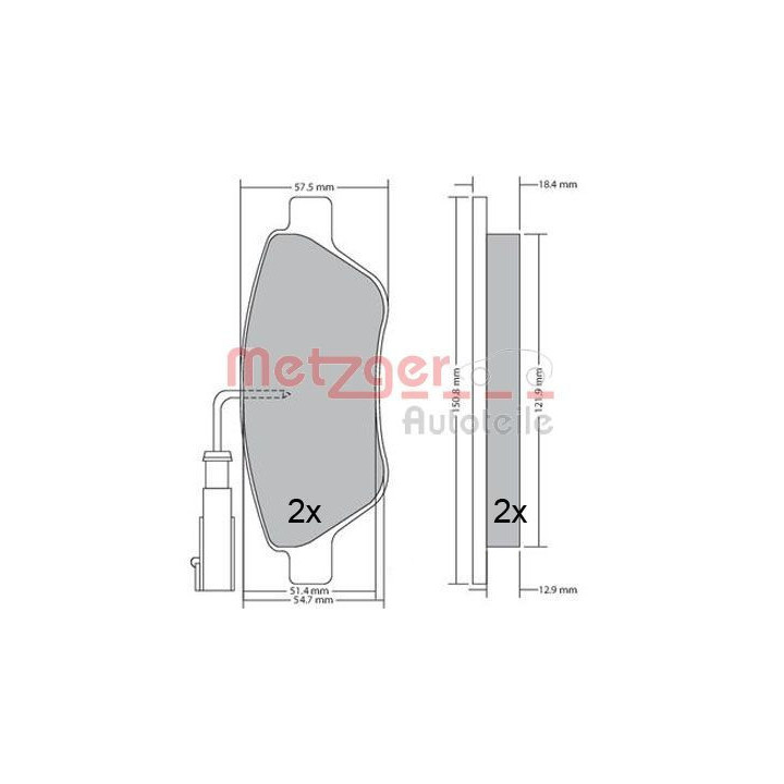 Stabdžių trinkelių rinkinys, diskinis stabdys METZGER 1170615