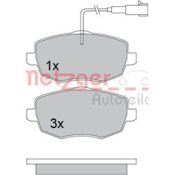 Stabdžių trinkelių rinkinys, diskinis stabdys METZGER 1170634