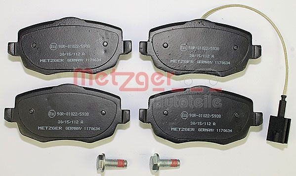 Stabdžių trinkelių rinkinys, diskinis stabdys METZGER 1170634