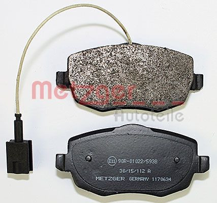 Stabdžių trinkelių rinkinys, diskinis stabdys METZGER 1170634