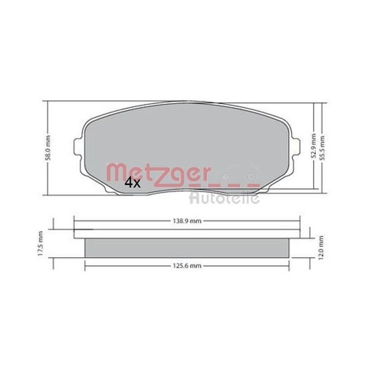 Stabdžių trinkelių rinkinys, diskinis stabdys METZGER 1170654