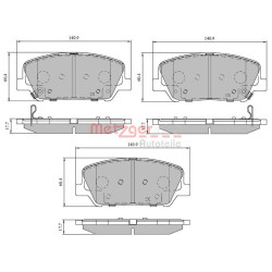Stabdžių trinkelių rinkinys, diskinis stabdys METZGER 1170780