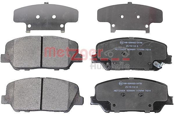 Stabdžių trinkelių rinkinys, diskinis stabdys METZGER 1170780