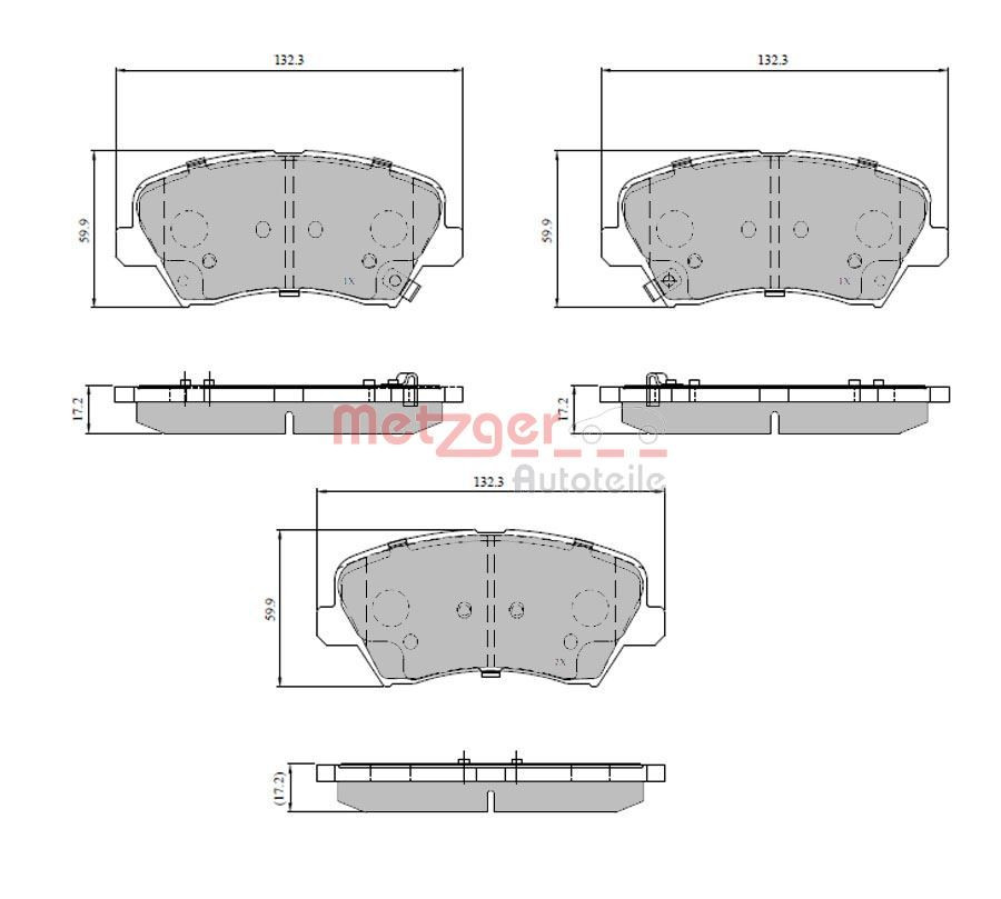 Stabdžių trinkelių rinkinys, diskinis stabdys METZGER 1170817