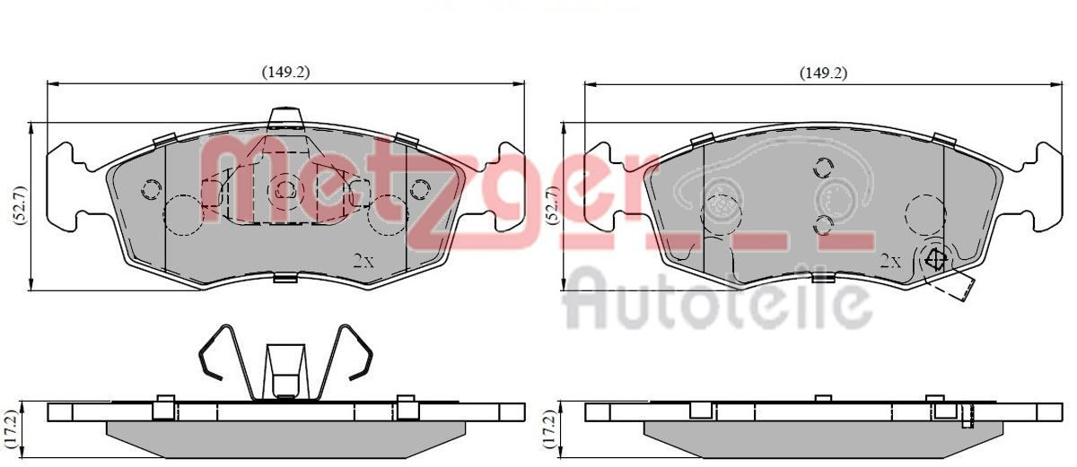 Stabdžių trinkelių rinkinys, diskinis stabdys METZGER 1170822
