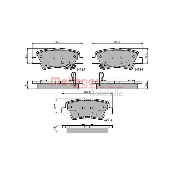 Stabdžių trinkelių rinkinys, diskinis stabdys METZGER 1170863