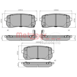 Stabdžių trinkelių rinkinys, diskinis stabdys METZGER 1170866