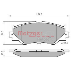 Stabdžių trinkelių rinkinys, diskinis stabdys METZGER 1170867