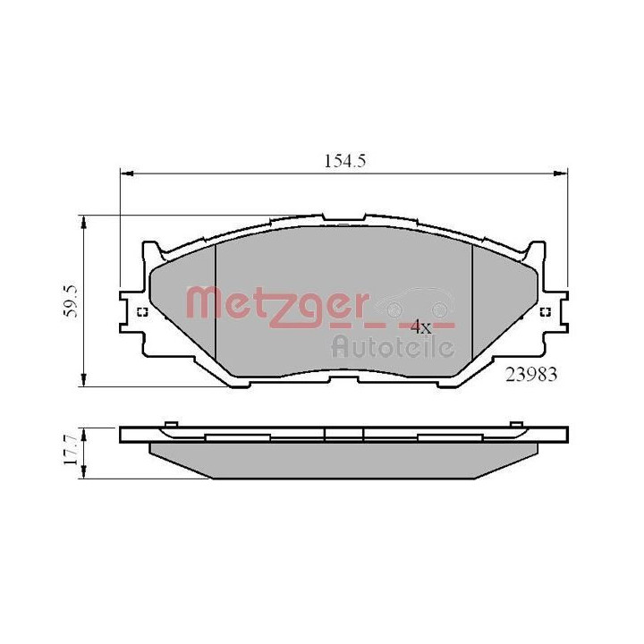 Stabdžių trinkelių rinkinys, diskinis stabdys METZGER 1170867