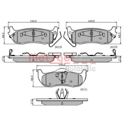 Stabdžių trinkelių rinkinys, diskinis stabdys METZGER 1170884
