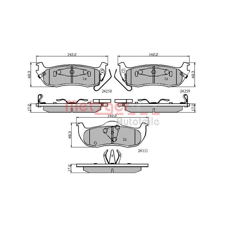 Stabdžių trinkelių rinkinys, diskinis stabdys METZGER 1170884