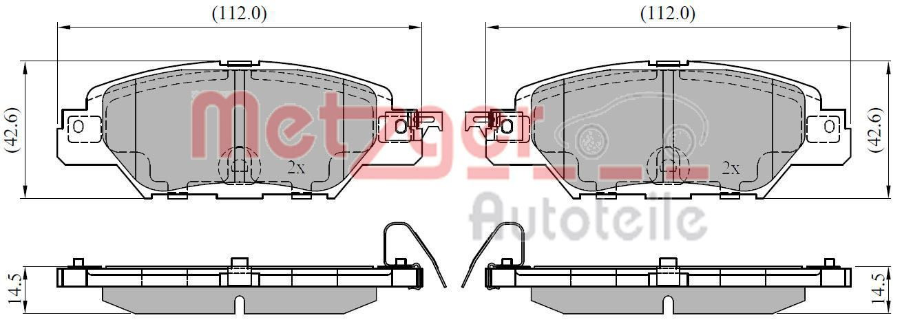 Stabdžių trinkelių rinkinys, diskinis stabdys METZGER 1170920