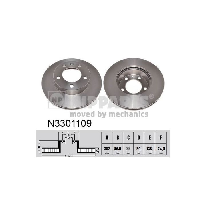Stabdžių diskas NIPPARTS N3301109