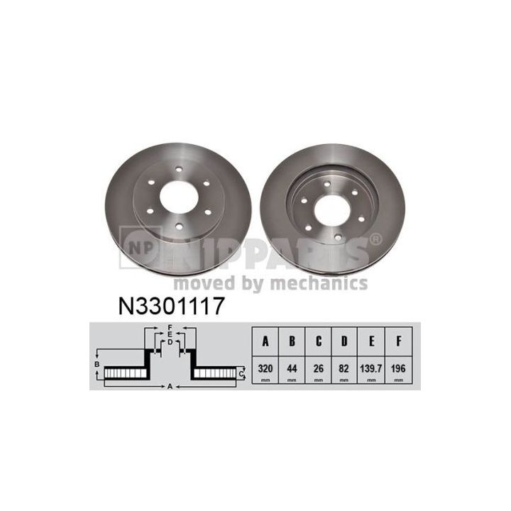 Stabdžių diskas NIPPARTS N3301117