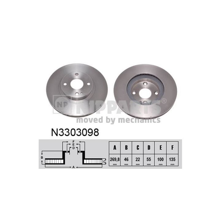 Stabdžių diskas NIPPARTS N3303098