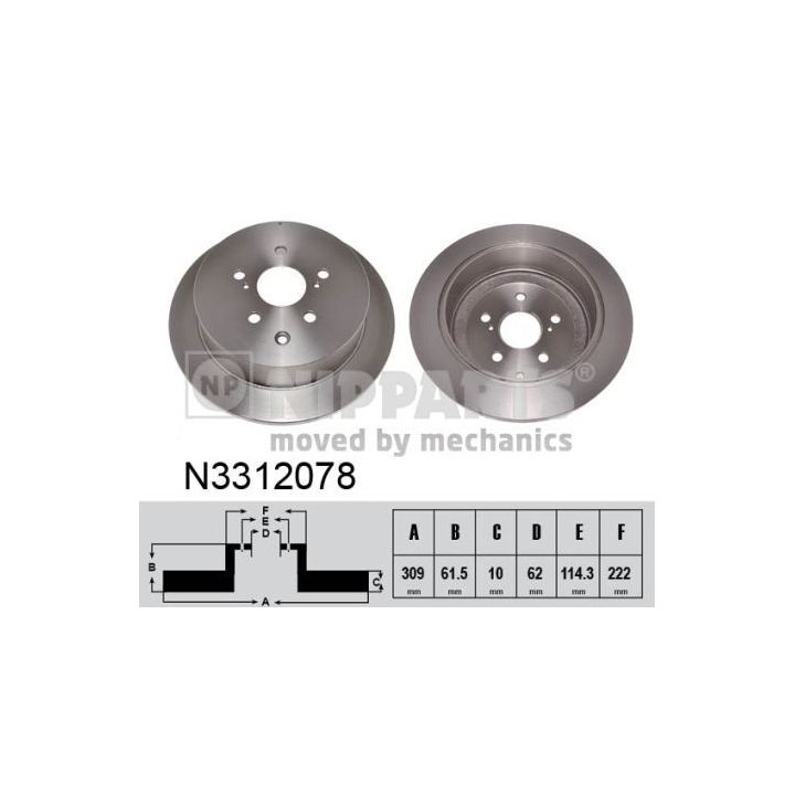 Stabdžių diskas NIPPARTS N3312078