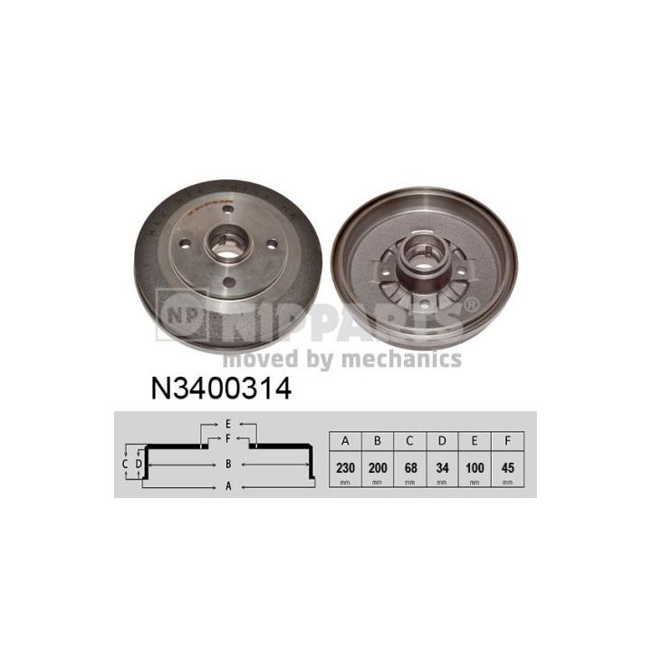 Stabdžių būgnas NIPPARTS N3400314
