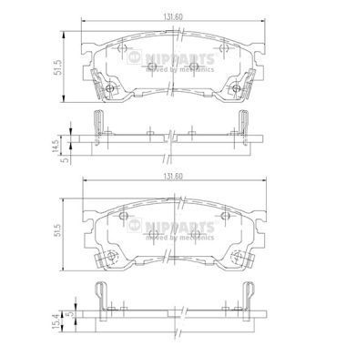 Stabdžių trinkelių rinkinys, diskinis stabdys NIPPARTS J3603061