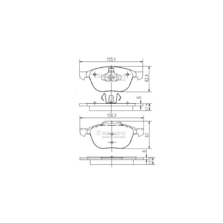 Stabdžių trinkelių rinkinys, diskinis stabdys NIPPARTS J3603063