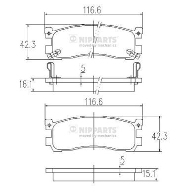 Stabdžių trinkelių rinkinys, diskinis stabdys NIPPARTS J3613013