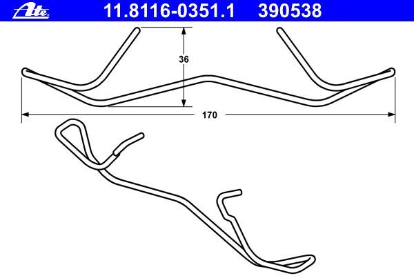 Stabdžių kaladėlių montavimo k-tas diskin.st. ATE 390538