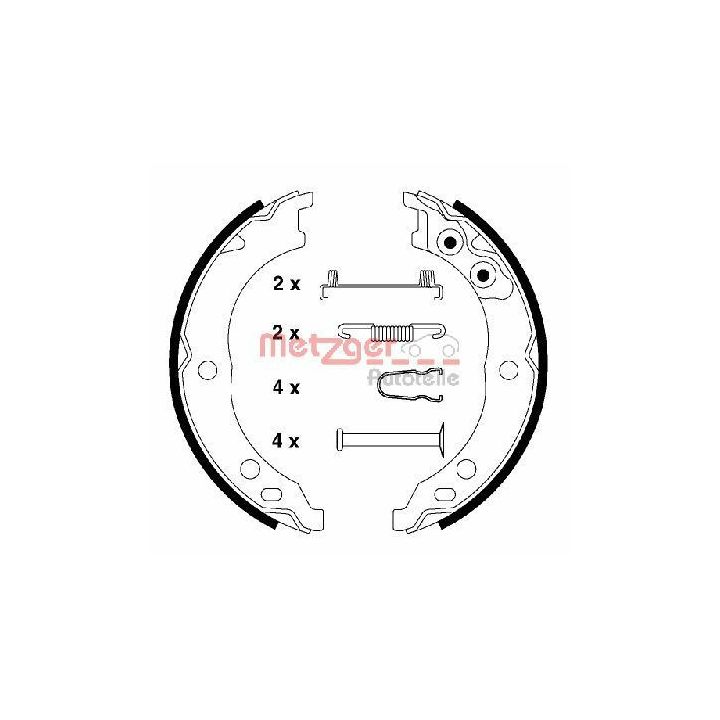 Stabdžių trinkelių komplektas, stovėjimo stabdis METZGER KR 947