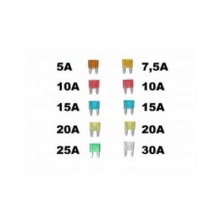 Saugiklių komplektas MINI 10 vnt įvairūs