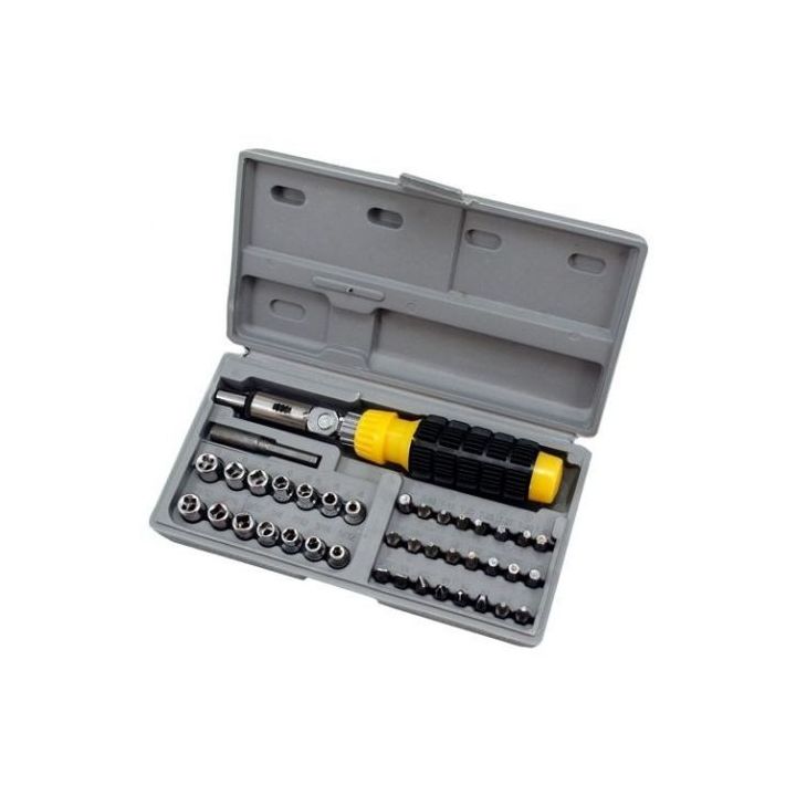 Antgalių ir galvučių rinkinys su terkšliniu šarnyriniu atsuktuvu 41d ( 712041 )