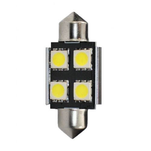 LED LB328W C5W 12V 36mm 4SMD5050 CANBUS balta su aušinimu