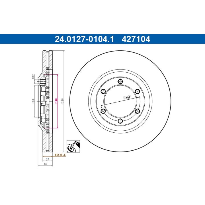 Stabdžių diskas ATE 24.0127-0104.1