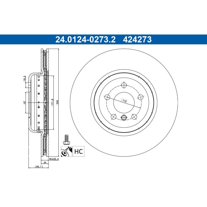Stabdžių diskas ATE 24.0124-0273.2