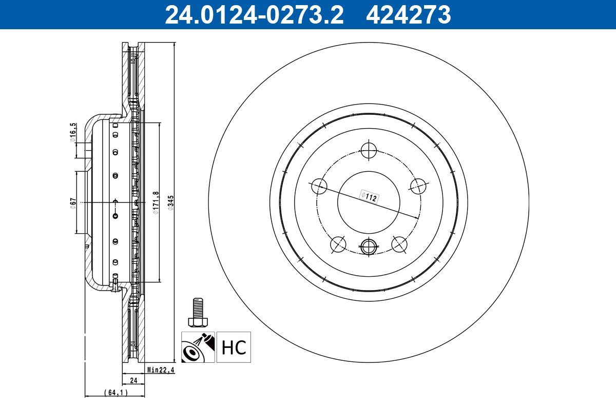 Stabdžių diskas ATE 24.0124-0273.2