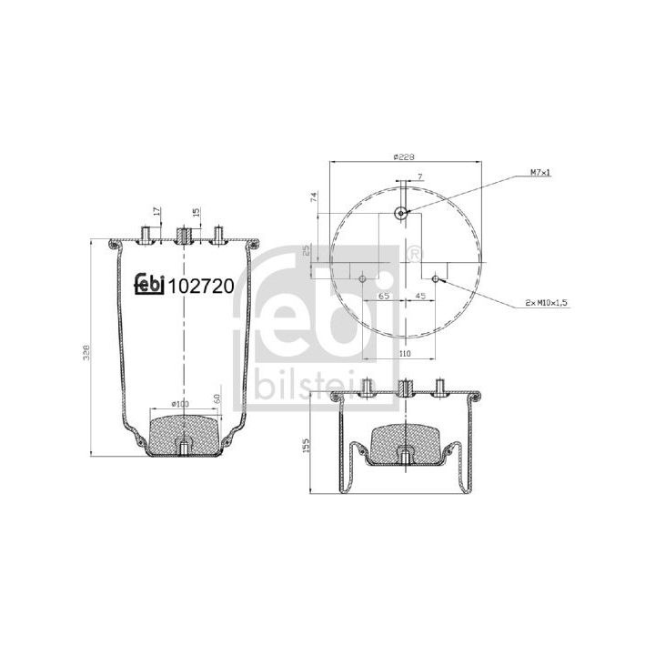 Dėklas, pneumatinė pakaba FEBI BILSTEIN 102720