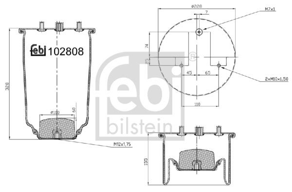 Dėklas, pneumatinė pakaba FEBI BILSTEIN 102808