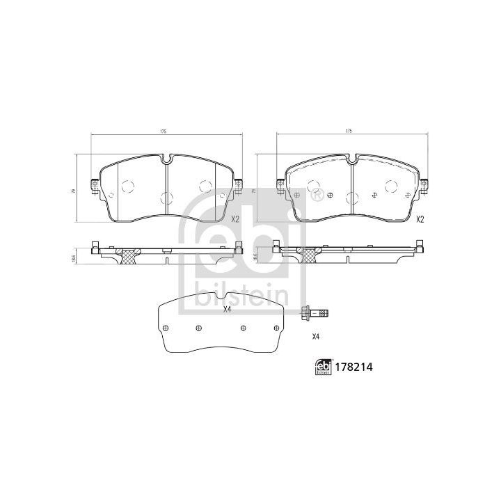 Stabdžių trinkelių rinkinys, diskinis stabdys FEBI BILSTEIN 178214