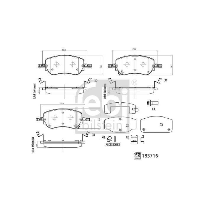 Stabdžių trinkelių rinkinys, diskinis stabdys FEBI BILSTEIN 183716